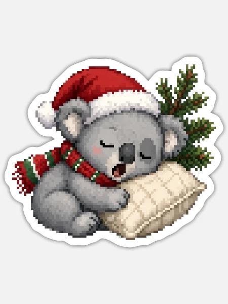 Schlafiges Koala-Weihnachtsnickerchen - Sticker Größe S (10 x 10 cm) - Mattweiß