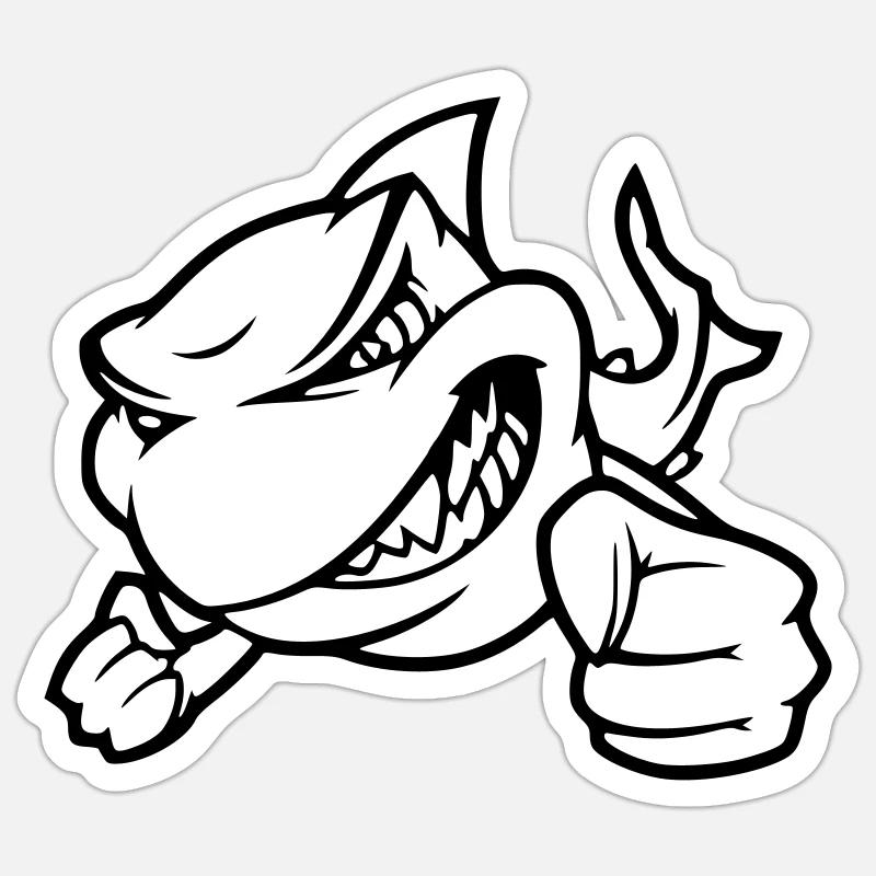 requin - Sticker taille S (10 x 10 cm) - blanc mat