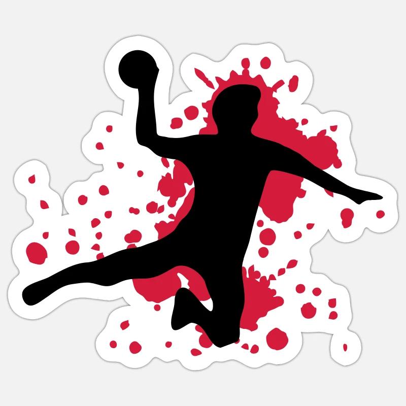 Handball Sprungwurf Tor - Sticker Größe S (10 x 10 cm) - Mattweiß