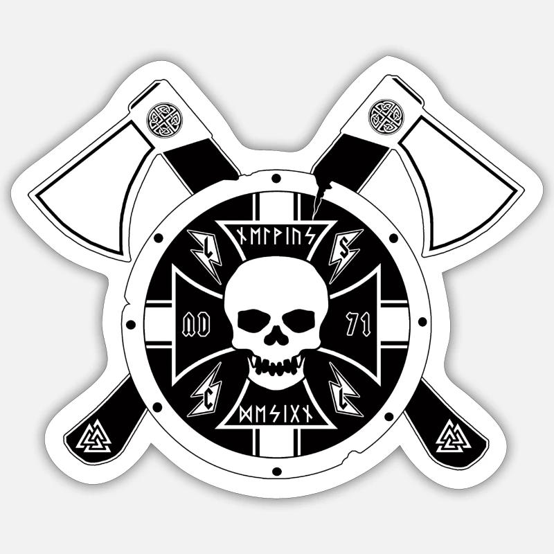 Schild mit Axt Sticker Größe S (10 x 10 cm)