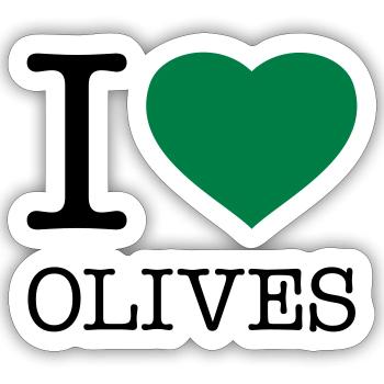 I LOVE OLIVES Oliven - Sticker Größe S (10 x 10 cm) - Mattweiß - Vorne