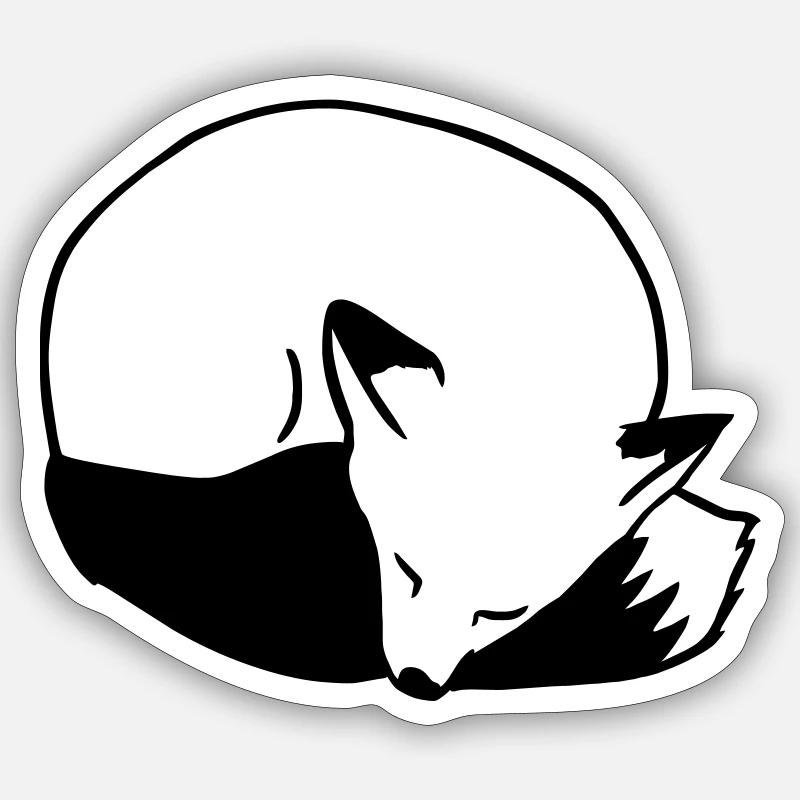 Fuchs schlafend: Niedlich, Kawaii & Comic Stil - Sticker Größe S (10 x 10 cm) - Mattweiß