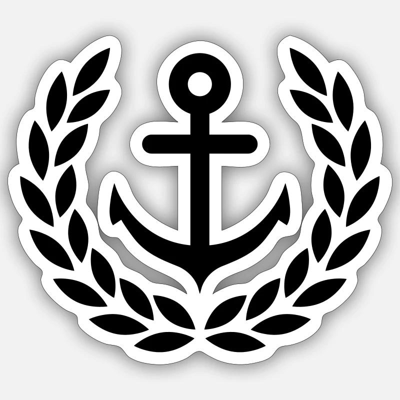 Anker mit Lorbeerkranz - Sticker Größe S (10 x 10 cm) - Mattweiß