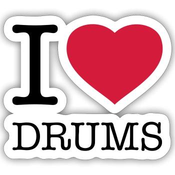 I LOVE DRUMS Drummers - Sticker size S (10 x 10 cm) - white matte - Front