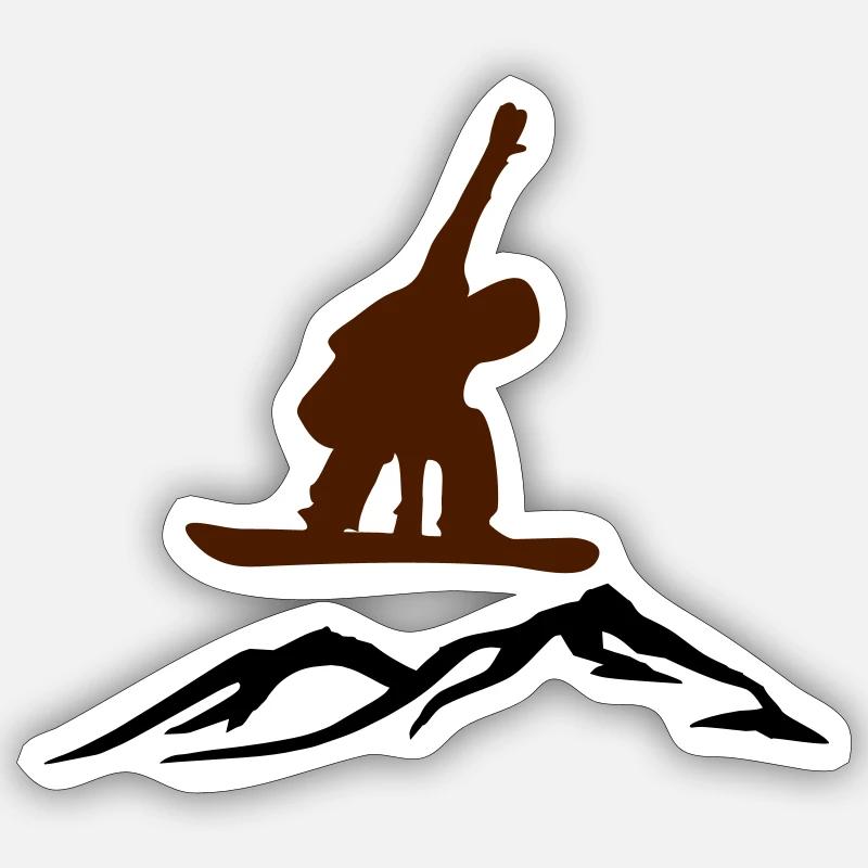 Snowboarder über Berg - Sticker Größe S (10 x 10 cm) - Mattweiß