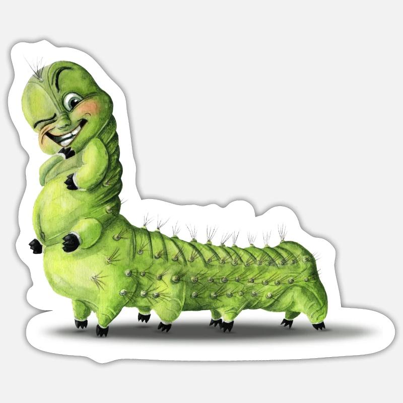 Raupe - Sticker Größe S (10 x 10 cm) - Mattweiß