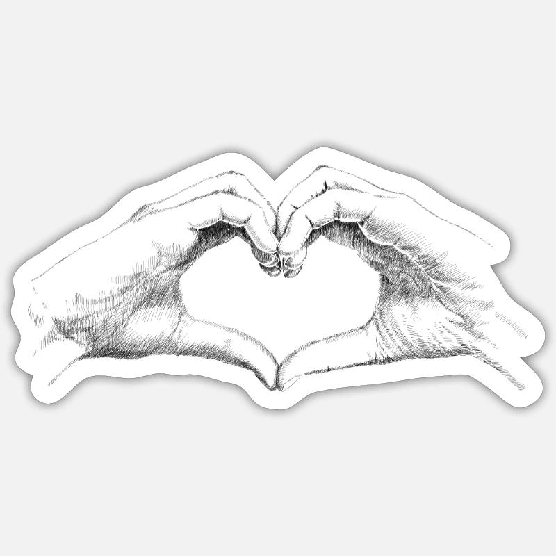 Hands heart - Sticker taille S (10 x 10 cm) - blanc mat