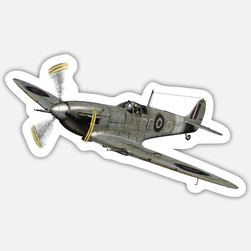 Spitfire - Sticker taille S (10 x 10 cm) - blanc mat