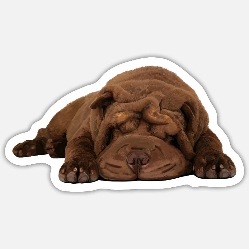 Shar-Pei - Sticker taille S (10 x 10 cm) - blanc mat