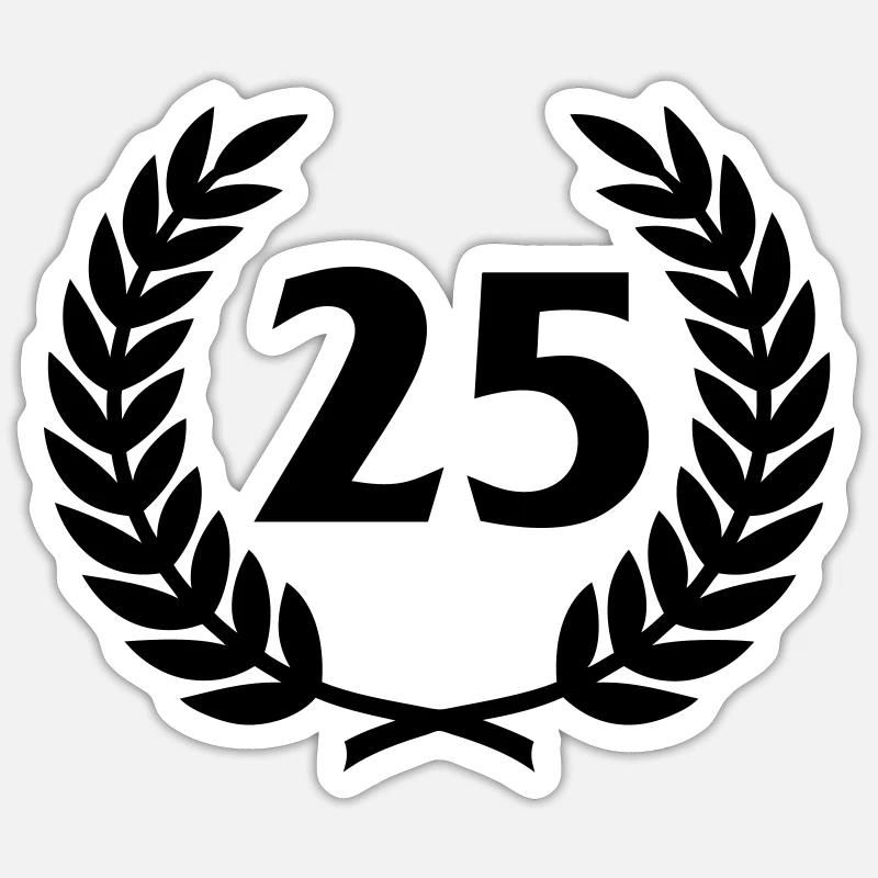 Laurel wreath & Number (25) - Sticker size S (10 x 10 cm) - white matte