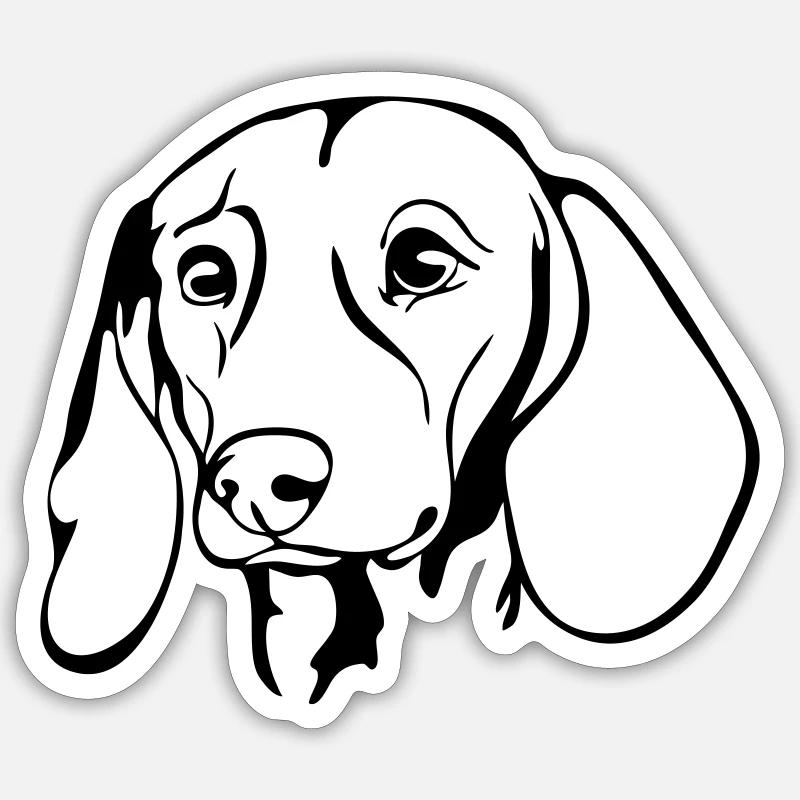 DACKEL DACHSHUND Teckel-metsästyskoirat Wilsigns - Tarra koko S (10 x 10 cm) - mattavalkoinen