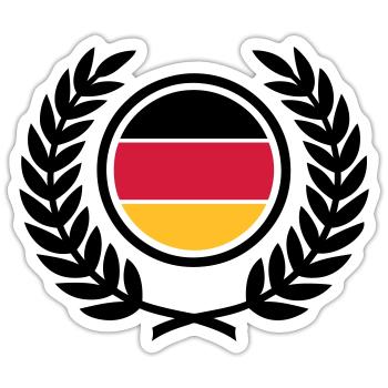 Germany (flag & laurel wreath) - Sticker size S (10 x 10 cm) - white matte - Front
