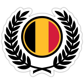 Belgium (flag & laurel wreath) - Sticker size S (10 x 10 cm) - white matte - Front