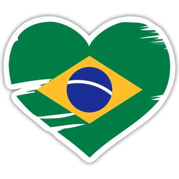 I love Brasil - Brazil flag heart - Sticker size S (10 x 10 cm) - white matte - Front