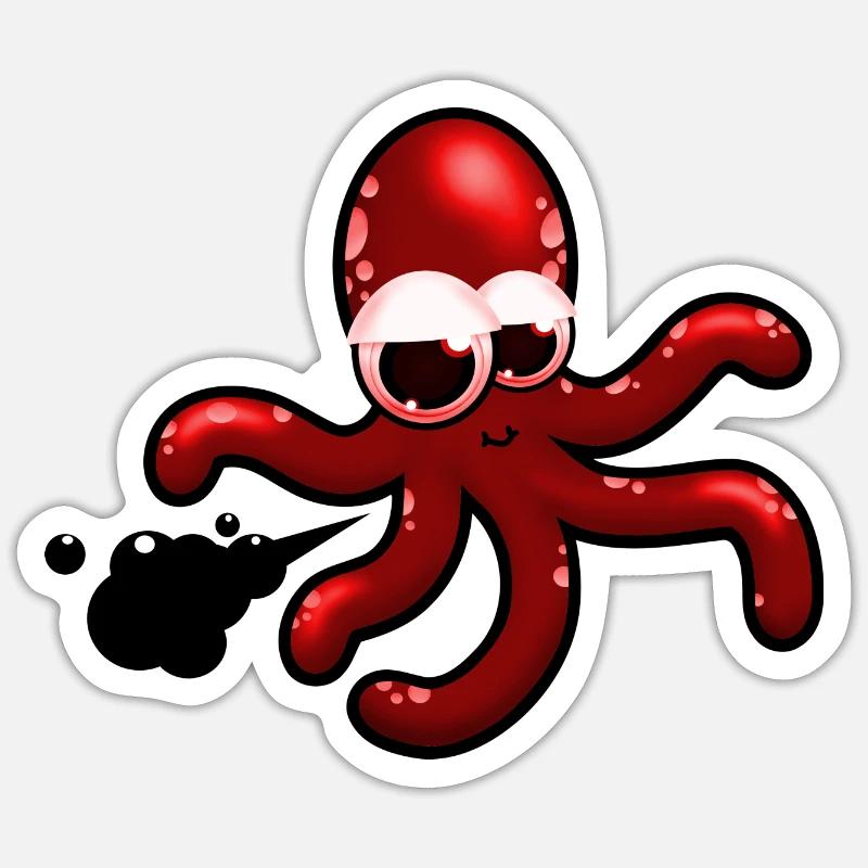 rouge bande dessinée Squid, idée cadeau Sticker taille S (10 x 10 cm)