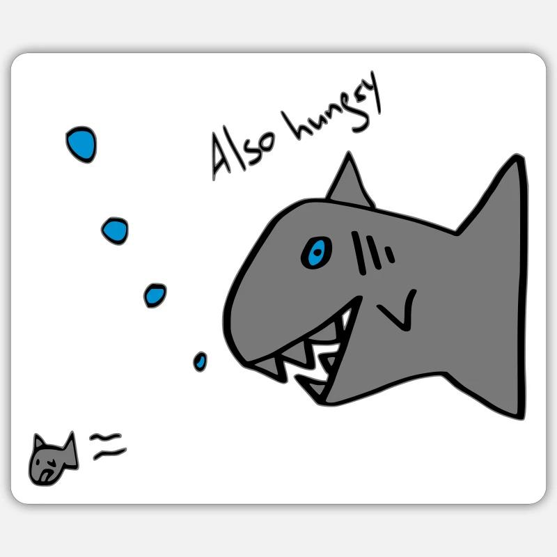 also hungry fish - Sticker Größe S (10 x 10 cm) - Mattweiß