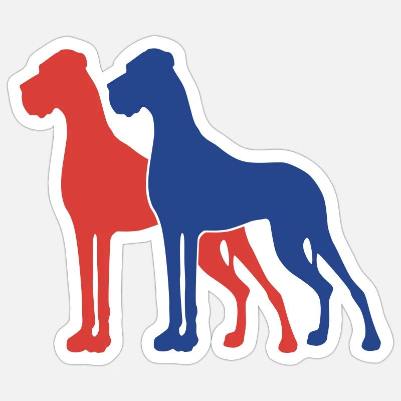 2 Deutsche Doggen / 2 Farben - Sticker Größe S (10 x 10 cm) - Mattweiß