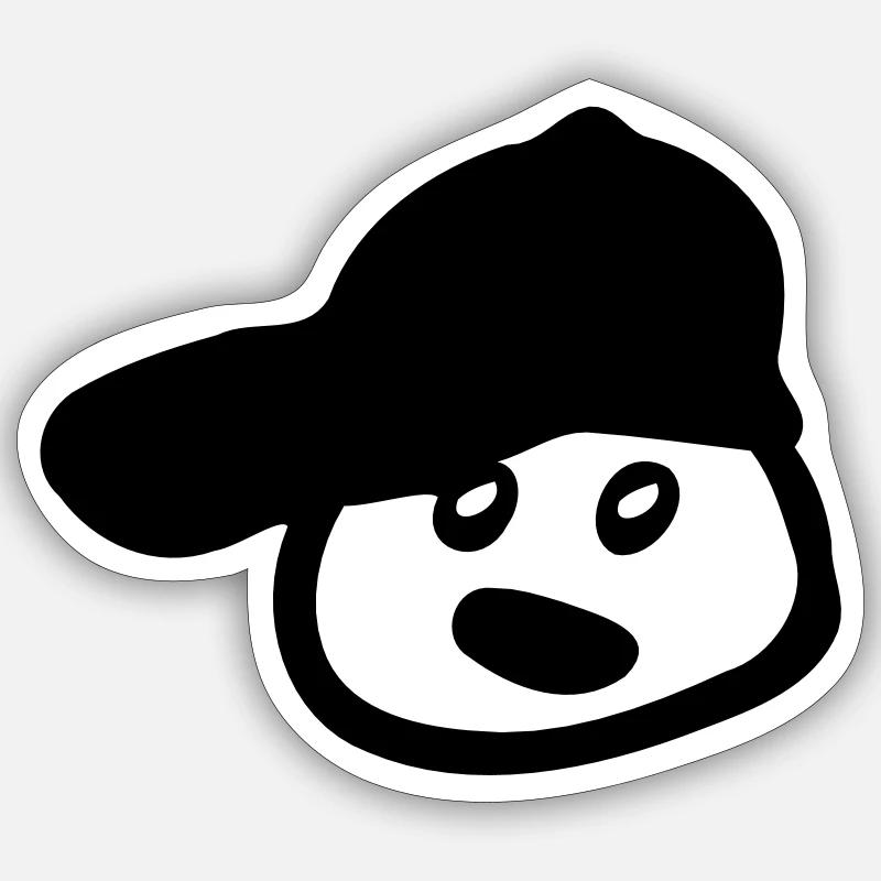 Garçon dans le chapeau - Sticker taille S (10 x 10 cm) - blanc mat