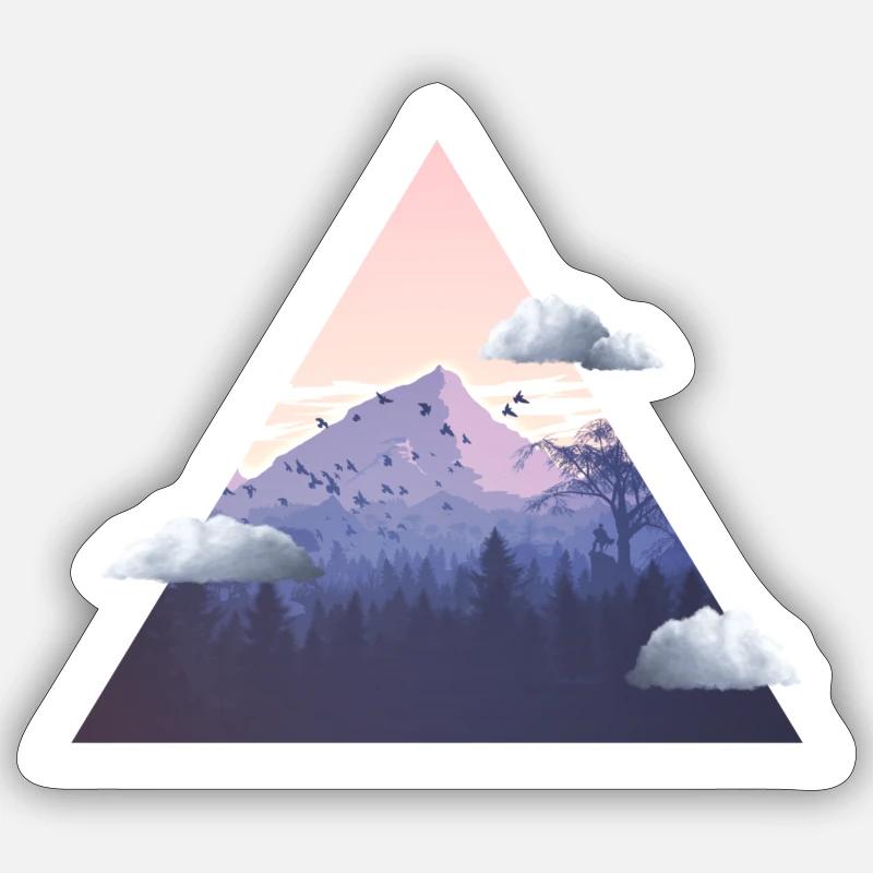 Mountain with clouds - Sticker size S (10 x 10 cm) - white matte