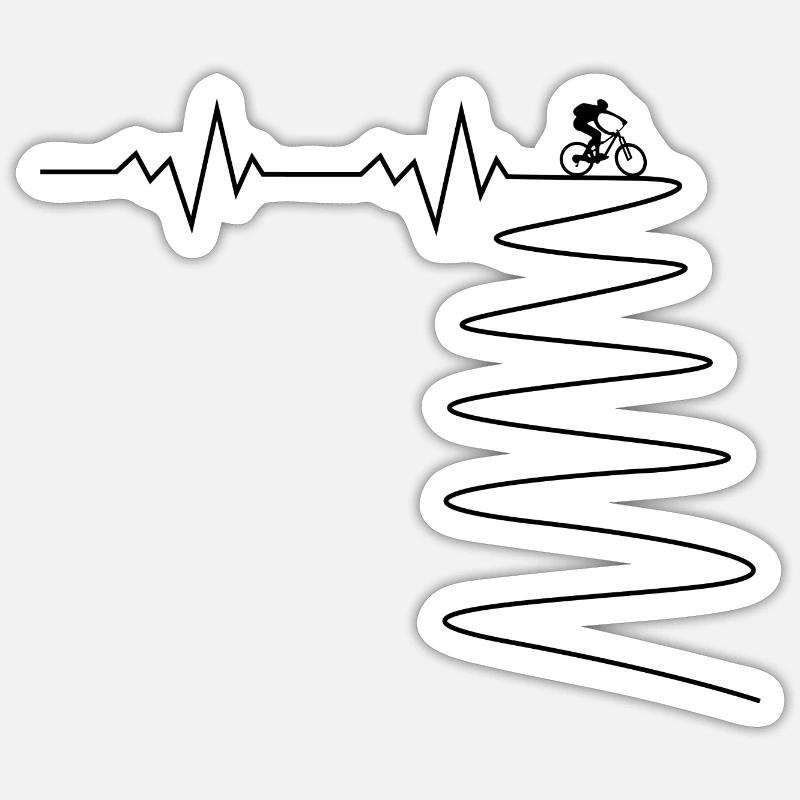 Mountainbike Herzfrequenz - Sticker Größe S (10 x 10 cm) - Mattweiß