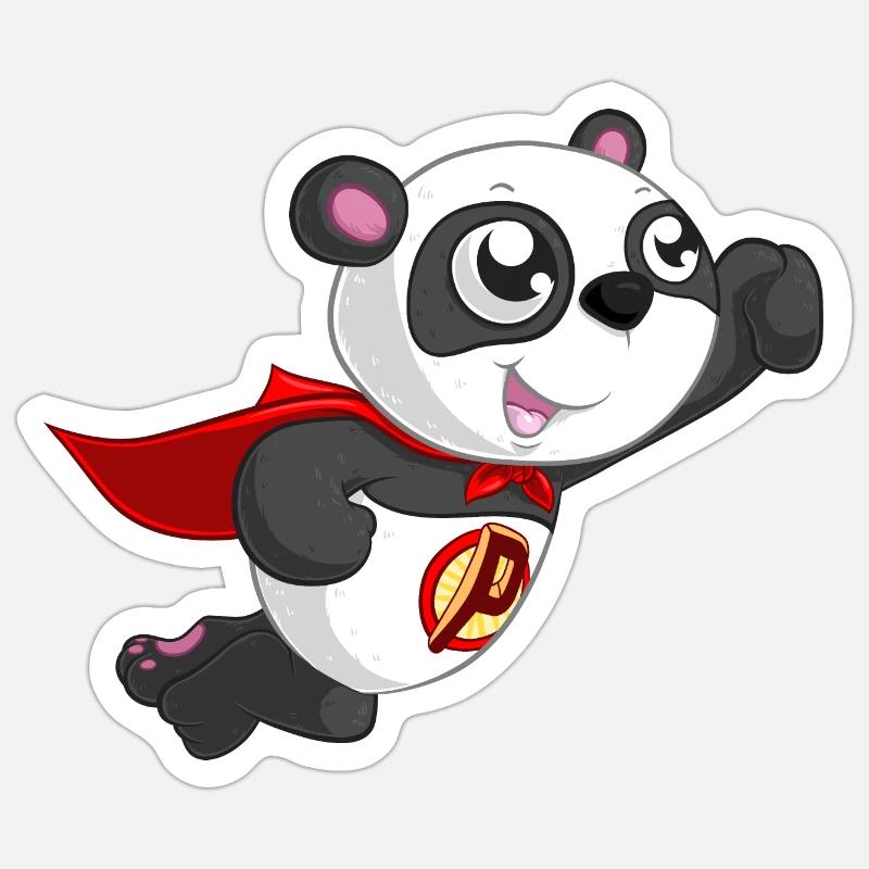 Panda super-héros Sticker taille S (10 x 10 cm)