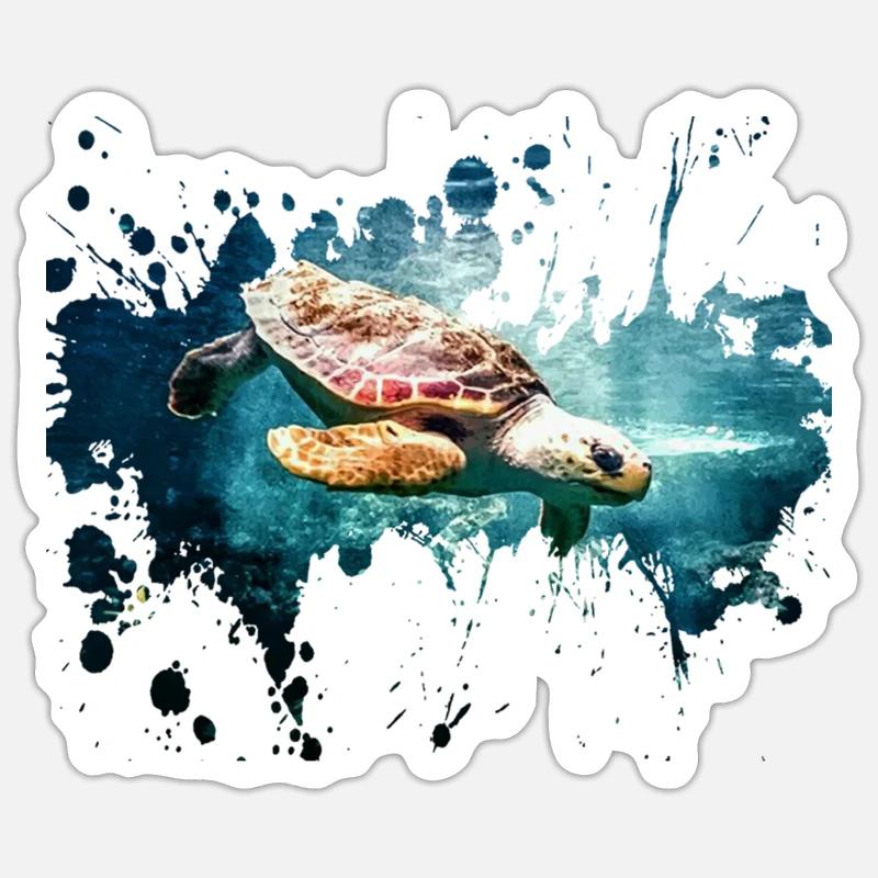 Éclaboussure de tortue - Sticker taille S (10 x 10 cm) - blanc mat