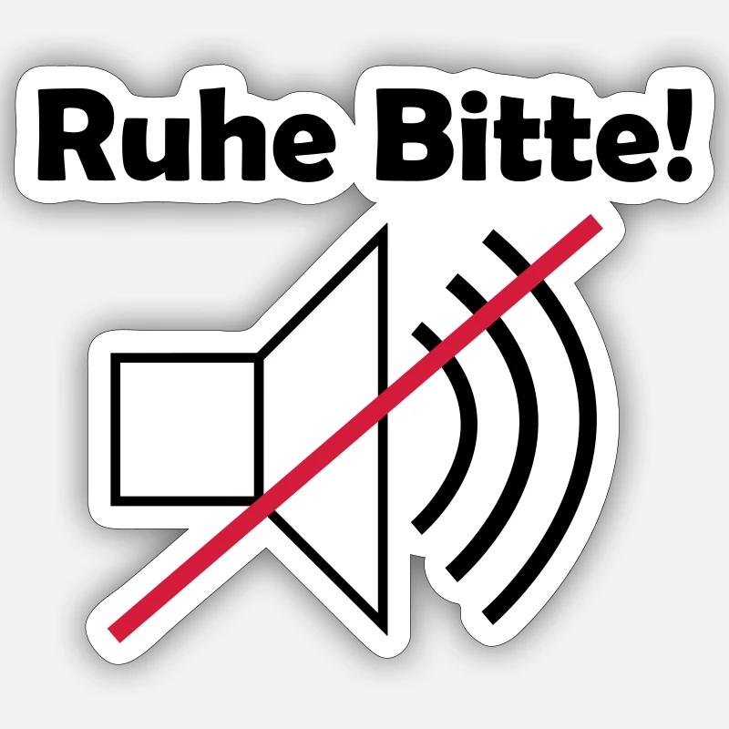 Ruhe Bitte! mit Lautsprechersymbol - Sticker Größe S (10 x 10 cm) - Mattweiß