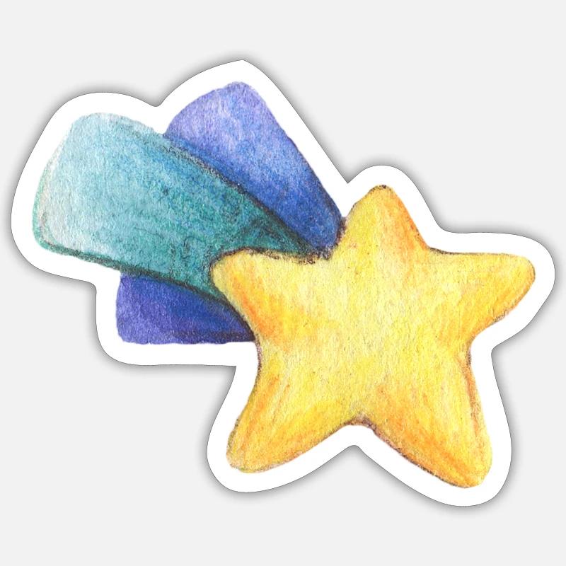 Shooting star crayon drawing Sticker size S (10 x 10 cm)