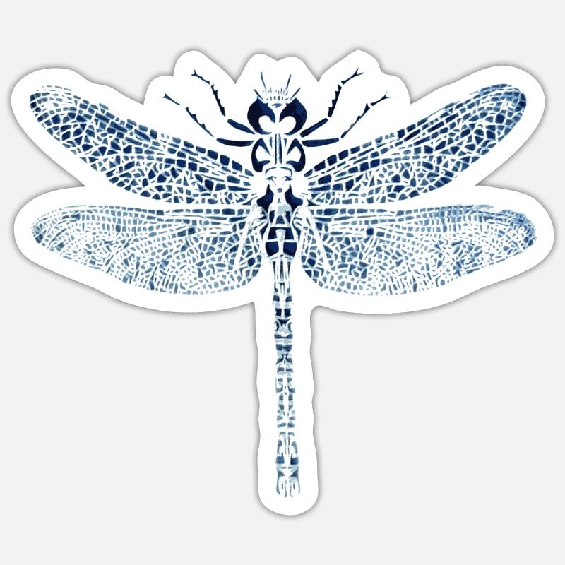 Papillon libellule - Sticker taille S (10 x 10 cm) - blanc mat