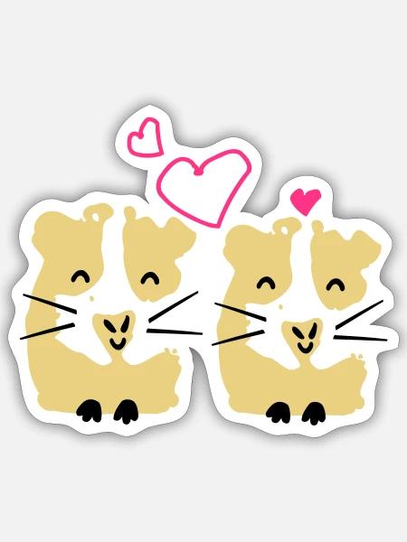 niedlich gini Schwein Meerschweinchen Paar - Sticker Größe S (10 x 10 cm) - Mattweiß