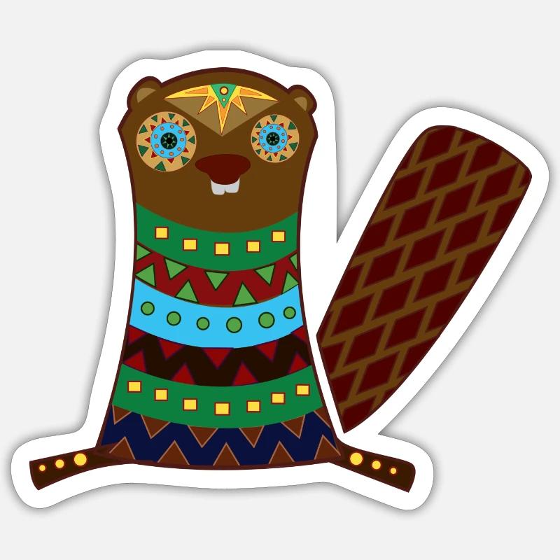 castor - Sticker taille S (10 x 10 cm) - blanc mat
