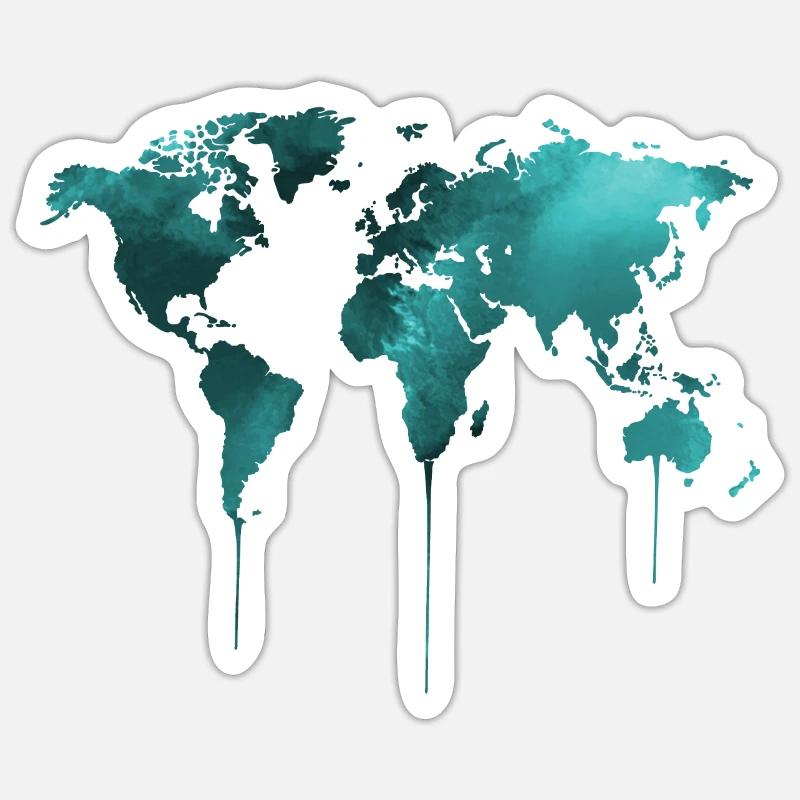 Map Earth - Sticker size S (10 x 10 cm) - white matte