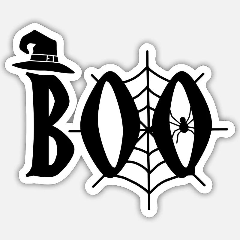 Boo Halloween - Sticker Größe S (10 x 10 cm) - Mattweiß