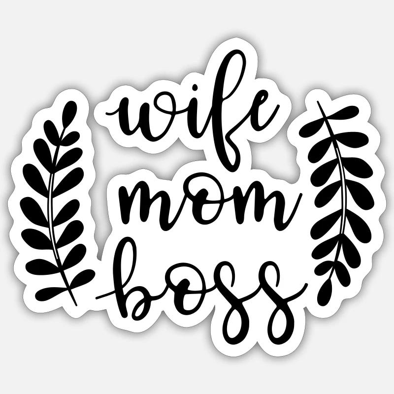 FEMME MAMAN BOSS - Sticker taille S (10 x 10 cm) - blanc mat