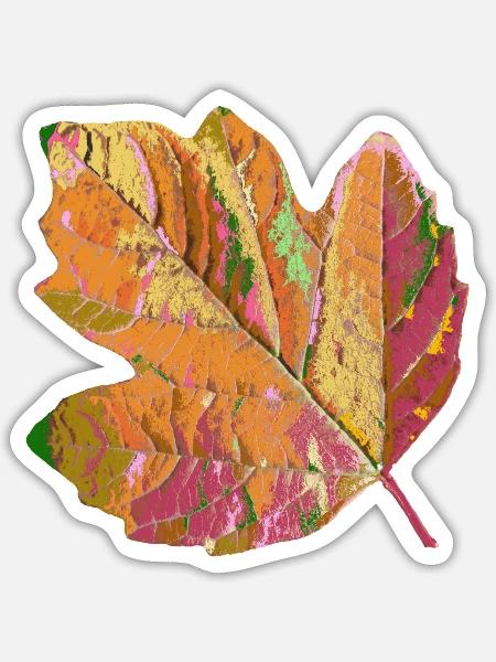 buntes Blatt, Laub, Baum, bunt, Jahreszeit, Herbst - Sticker Größe S (10 x 10 cm) - Mattweiß