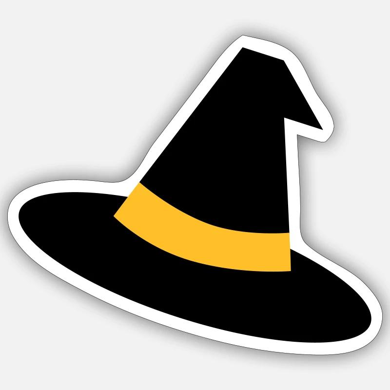 Chapeau de sorcière - Sticker taille S (10 x 10 cm) - blanc mat