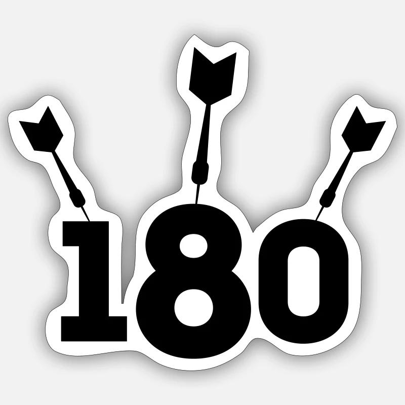 DART - fléchettes - 180 - Sticker taille S (10 x 10 cm) - blanc mat