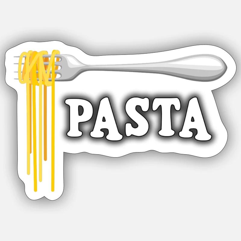 Illustration de spaghetti à la fourchette - Sticker taille S (10 x 10 cm) - blanc mat