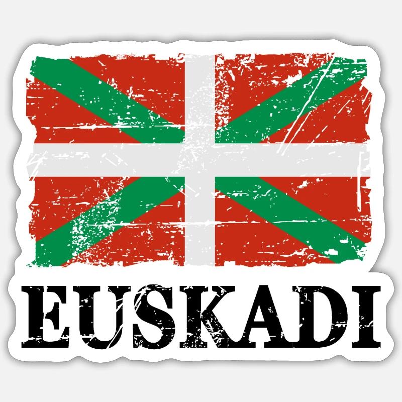 Pays Basque - Drapeau - Bannière - Drapeau - Drapeau - Sticker taille S (10 x 10 cm) - blanc mat