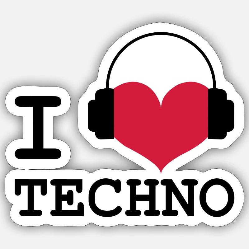 I Love Techno! - Sticker Größe S (10 x 10 cm) - Mattweiß