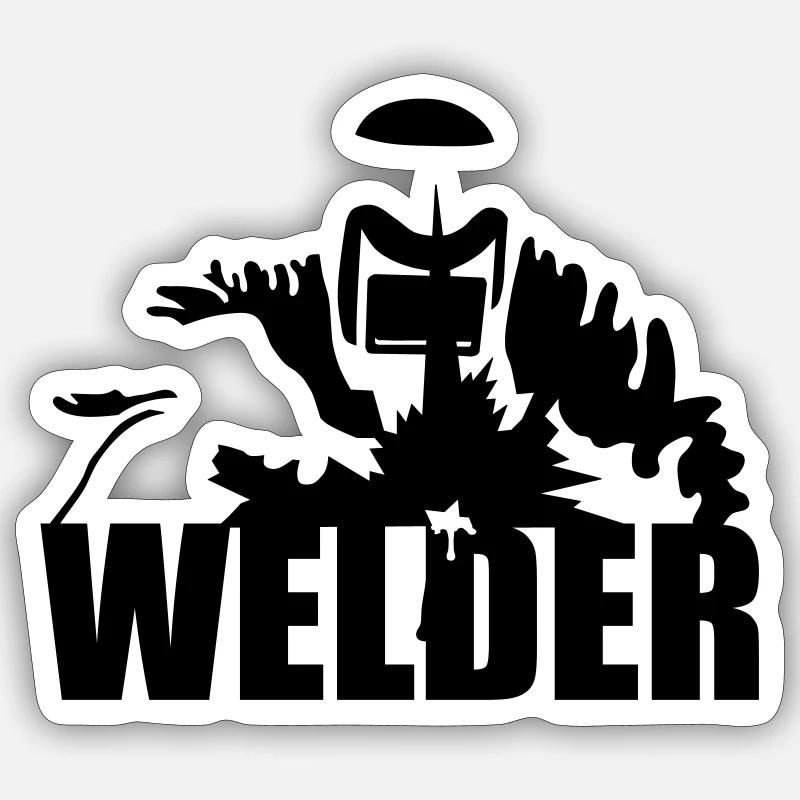 soudeur - Sticker taille S (10 x 10 cm) - blanc mat