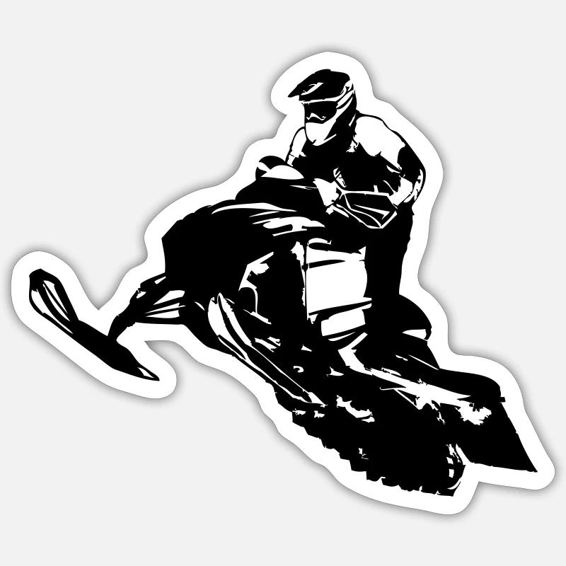 Snowmobile - Motoneige - Sticker taille S (10 x 10 cm) - blanc mat