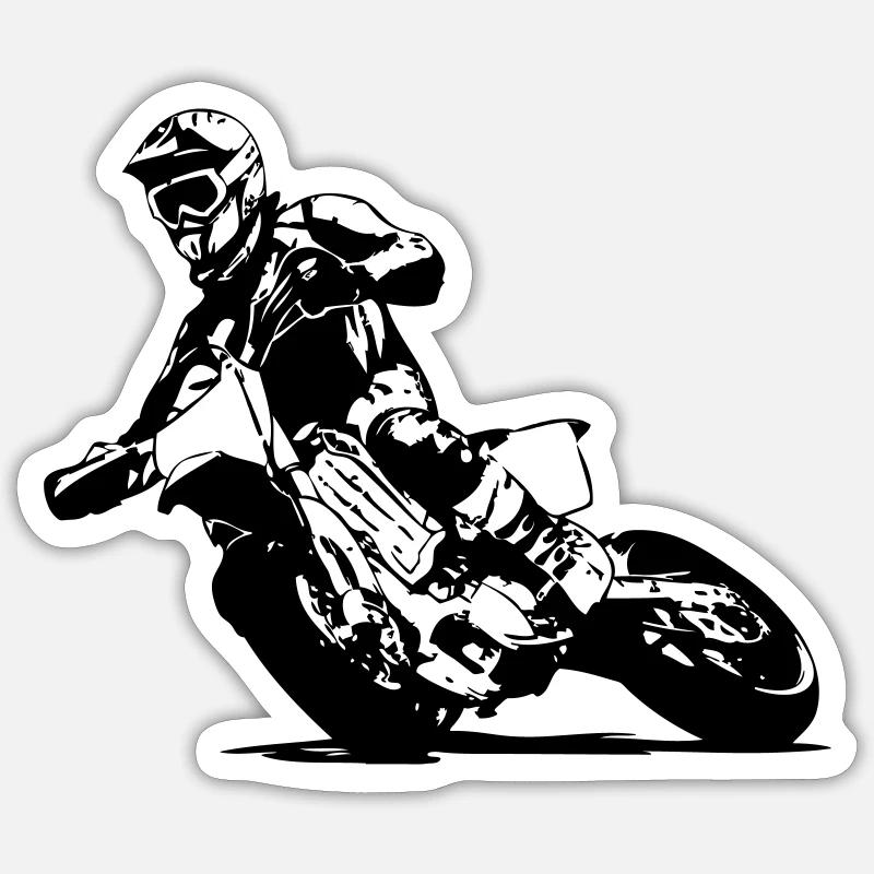 Supermotard - Supermotard - Sticker taille S (10 x 10 cm) - blanc mat