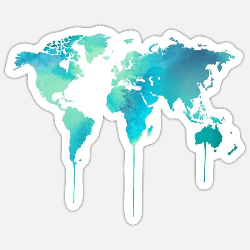 World map Earth map Sticker size S (10 x 10 cm)