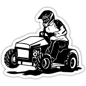Rasentraktor - Rasentraktorrennen - Sticker Größe S (10 x 10 cm) - Mattweiß - Vorne