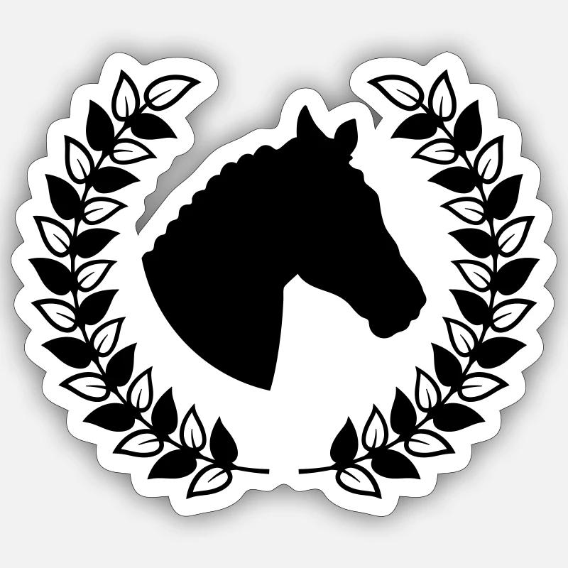 Pferdekopf Kranz Sticker Größe S (10 x 10 cm)
