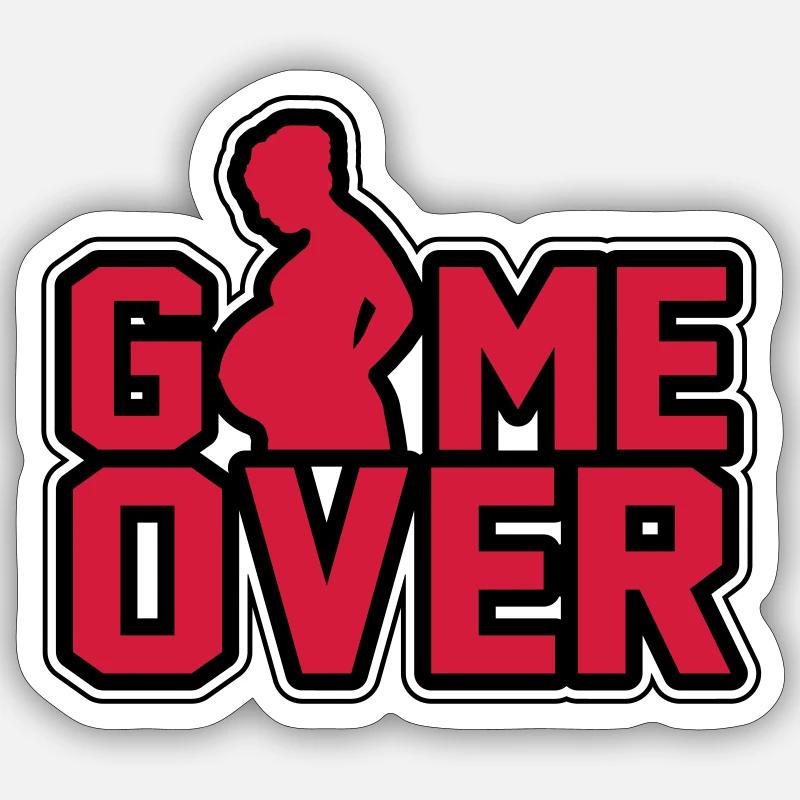 Schwanger- Game Over - Sticker Größe S (10 x 10 cm) - Mattweiß