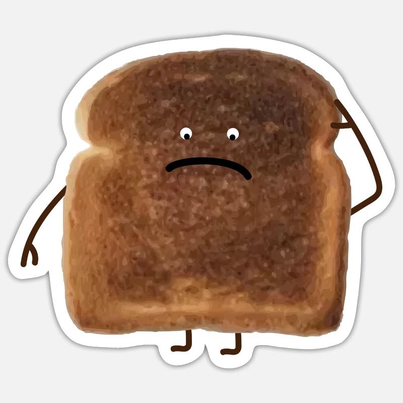 Toast brûlé - Sticker taille S (10 x 10 cm) - blanc mat