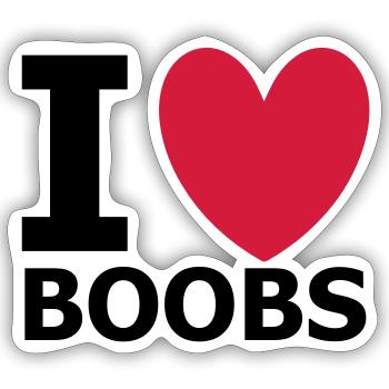 I Love Boobs - Sticker size S (10 x 10 cm) - white matte - Front