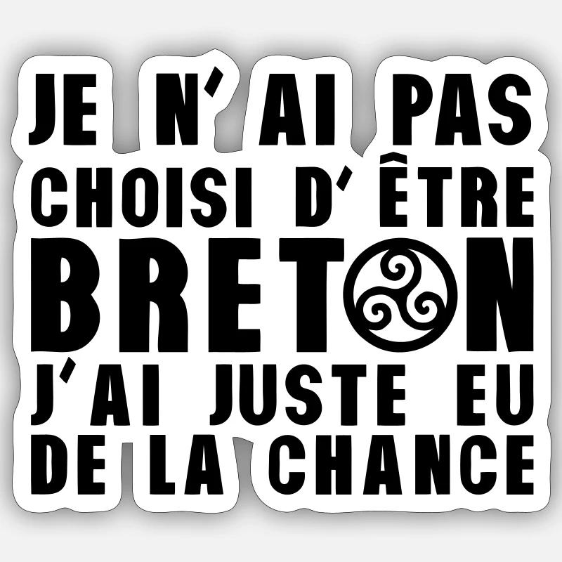 pas choisi etre breton juste chance expression - Sticker taille S (10 x 10 cm) - blanc mat